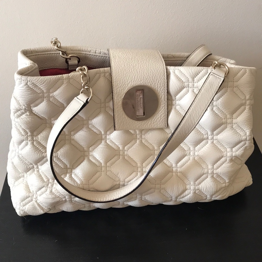 White quilted kate spade handbag